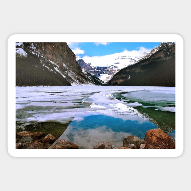 Lake Louise Victoria Glacier Alberta Canada Sticker by AndyEvansPhotos